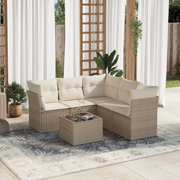 Set Divano da Giardino 6 pz con Cuscini Beige in Polyrattancod mxl 87393