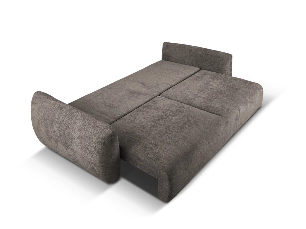 Cosmopolitan Design - Divano convertibile con contenitore "Matera" 3 posti in ciniglia grigio 