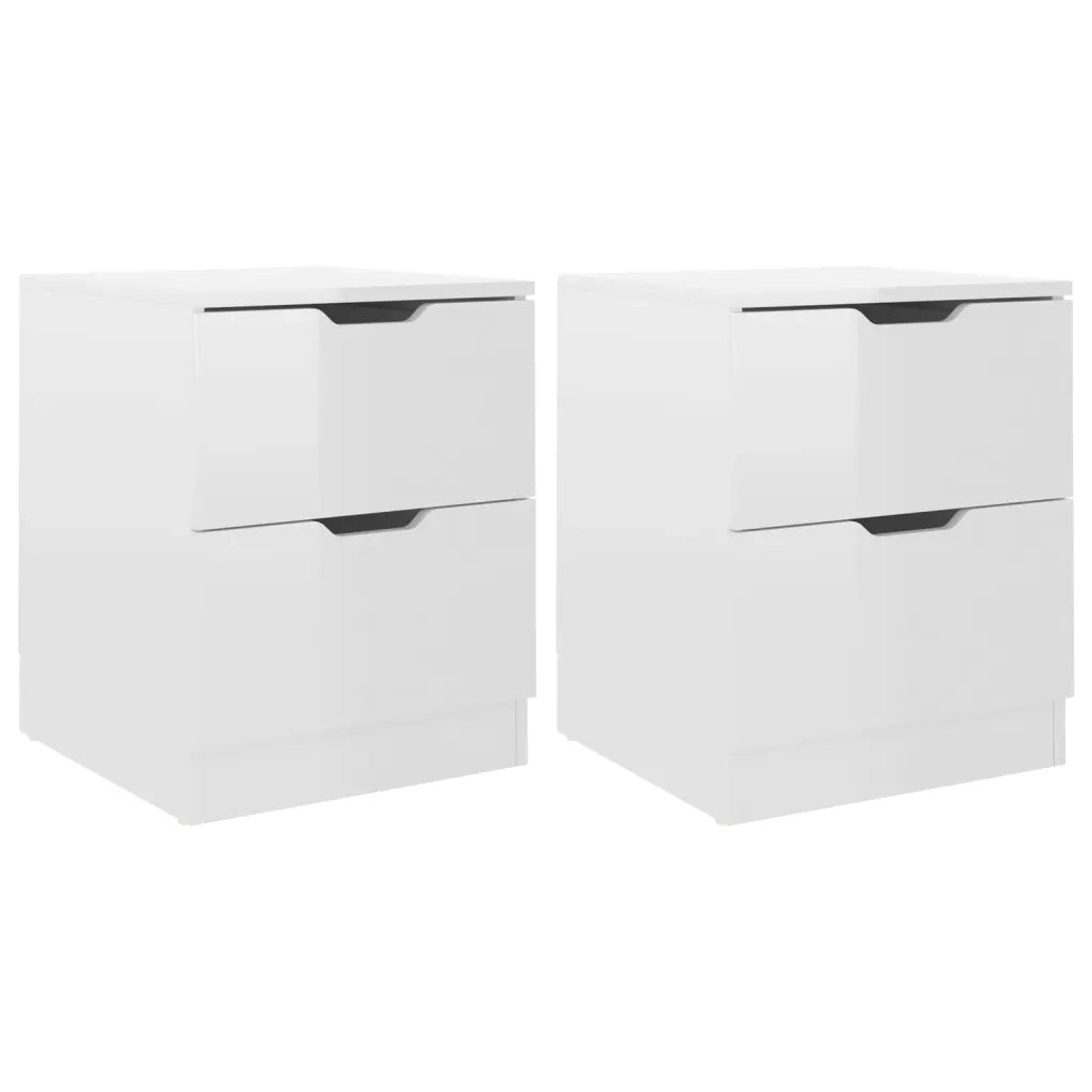 Comodini 2 pz Bianco Lucido 40x40x50 cm in Truciolato cod mxl 30467