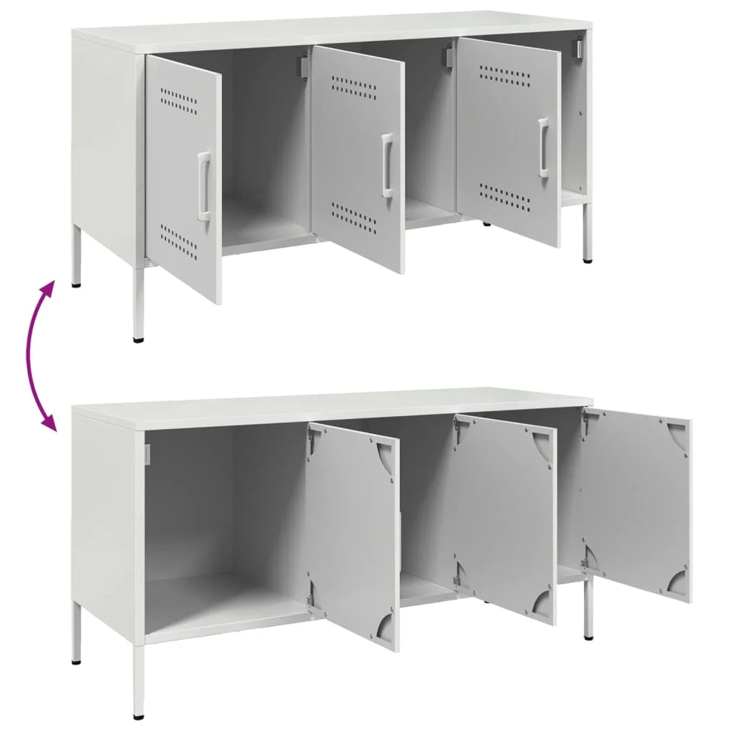 Mobile TV multimediale mensola TV credenza TV per sala da pranzo soggiorno camera da letto 100,5 x 39 x 50,5 cm acciaio bianco 02_0025542