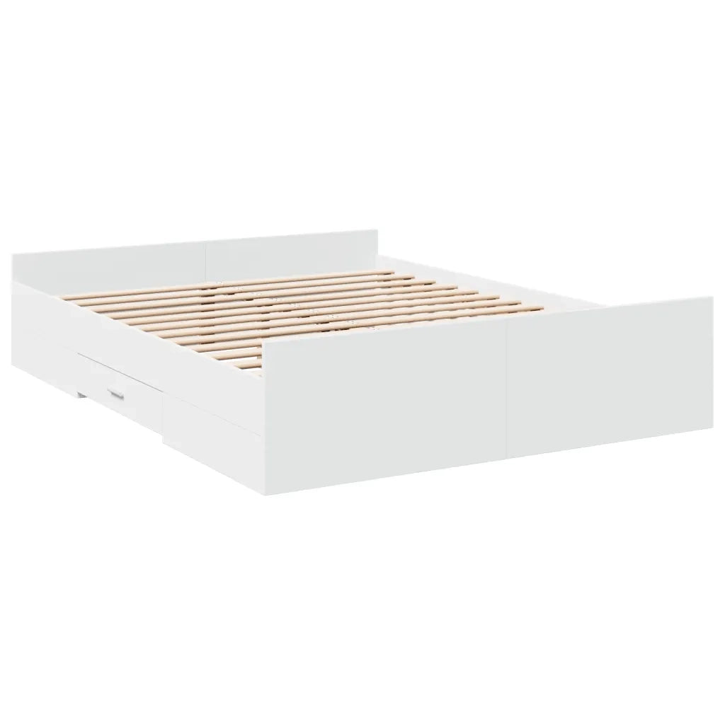 Giroletto con Cassetti Bianco 150x200 cm in Legno Multistrato