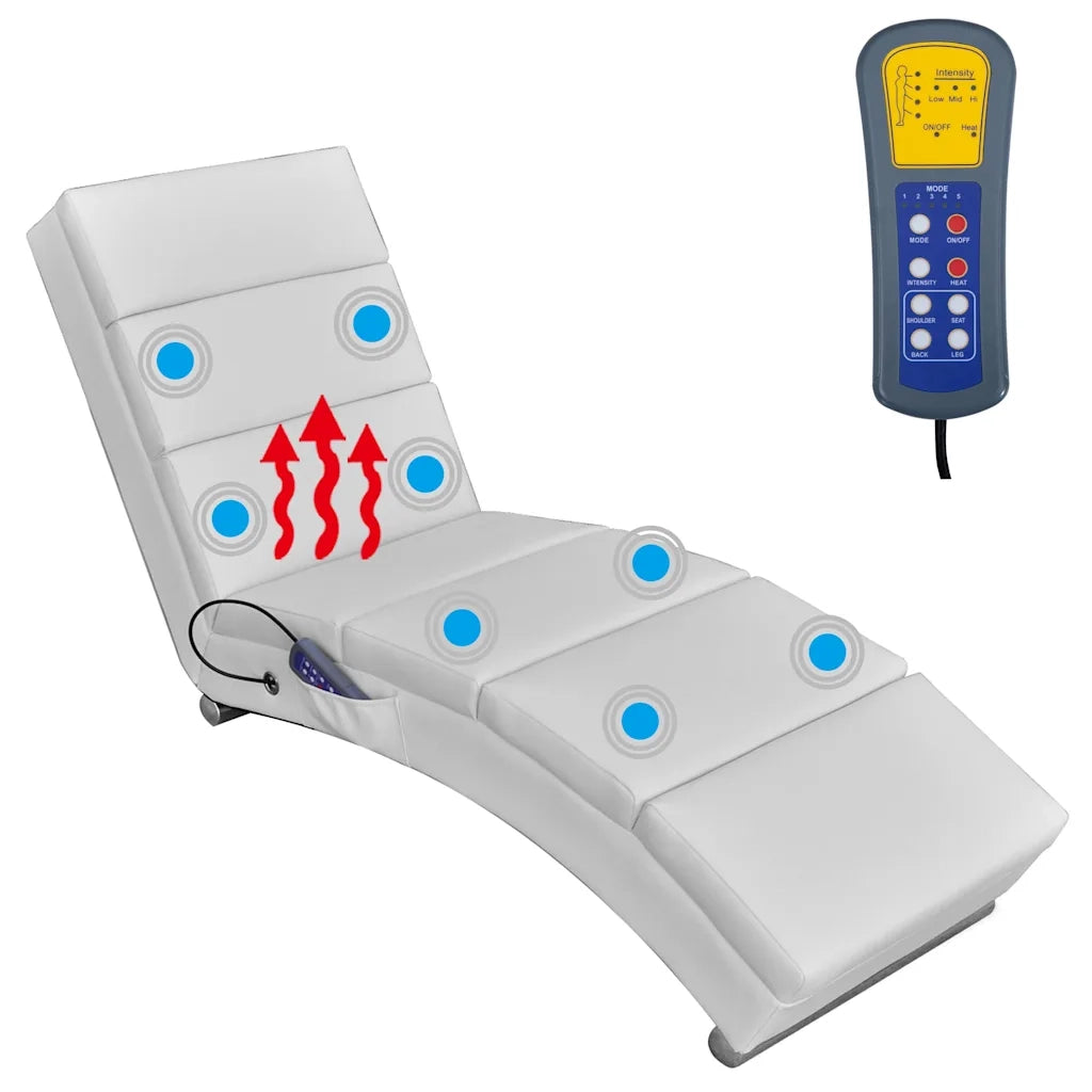 Lettino Massaggiante | Sedia Relax Bianco in Similpelle