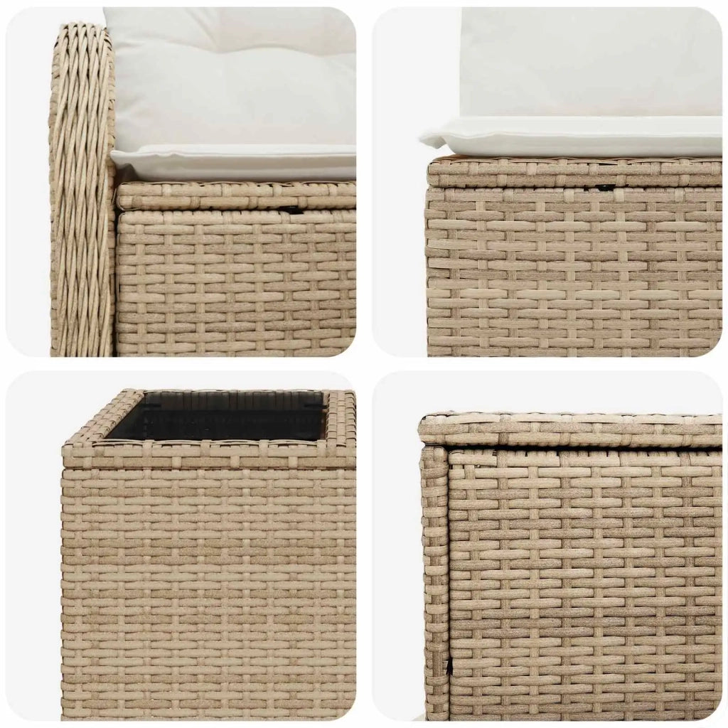 Set di divani 8 pz Beige e Bianco Crema 3448068