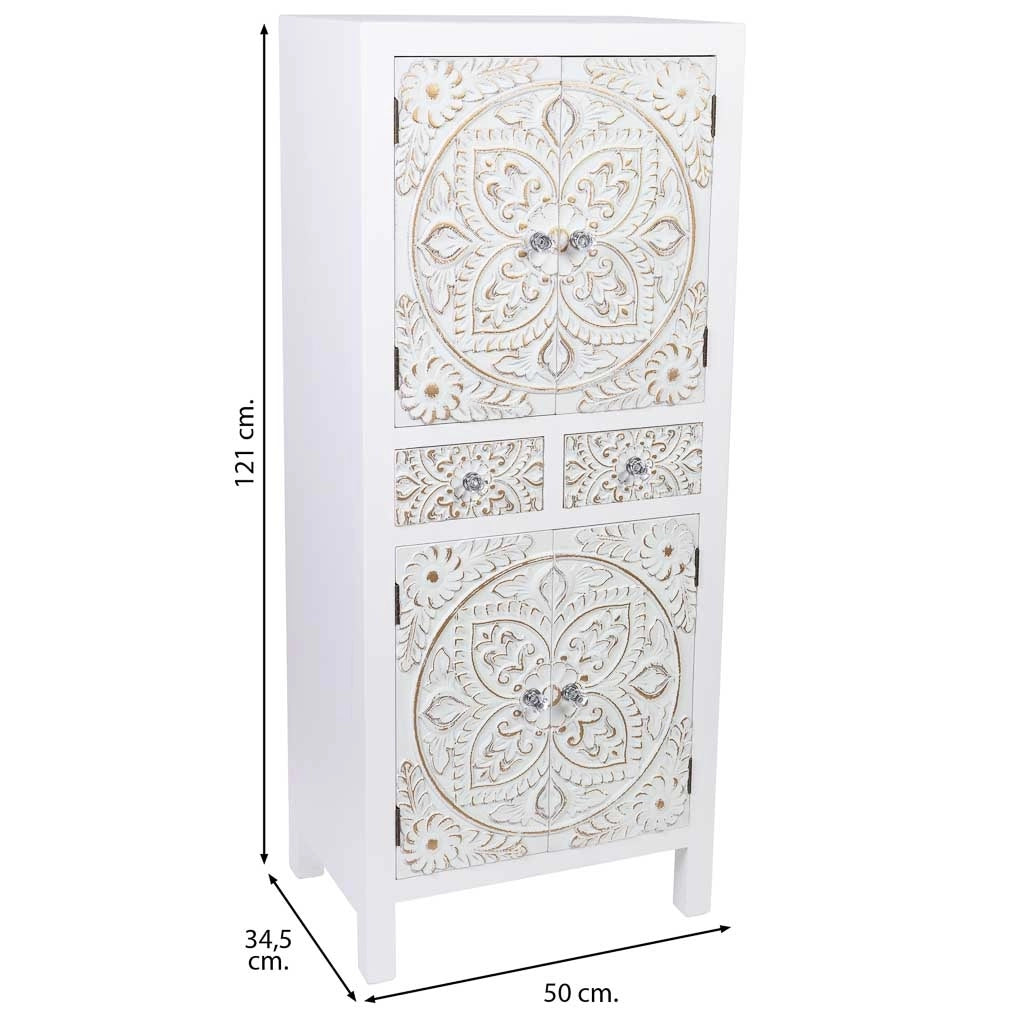 ARMADIO IN LEGNO CON 2 CASSETTI E 4 PORTA 50x34,5x121