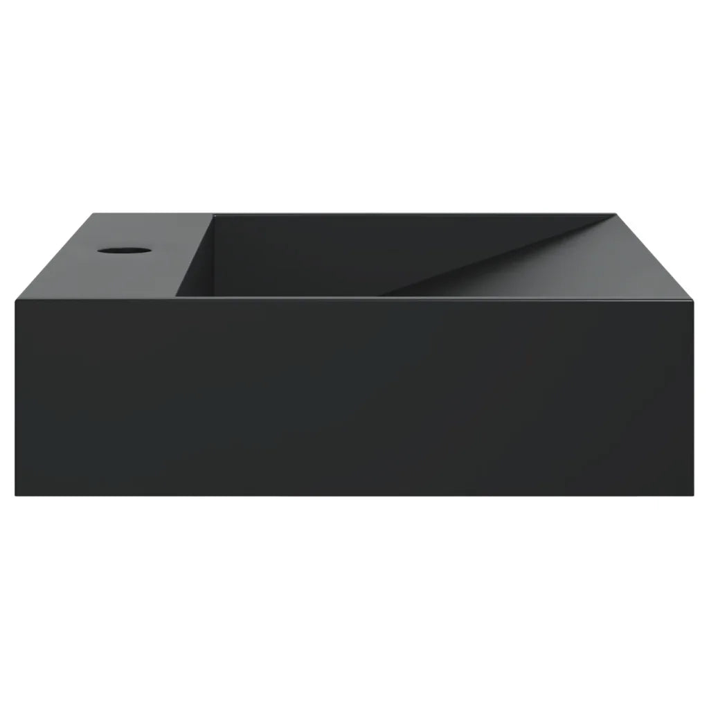 vidaXL Lavandino 50x38x11 cm Blocco in Marmo/Minerale Nero Opaco