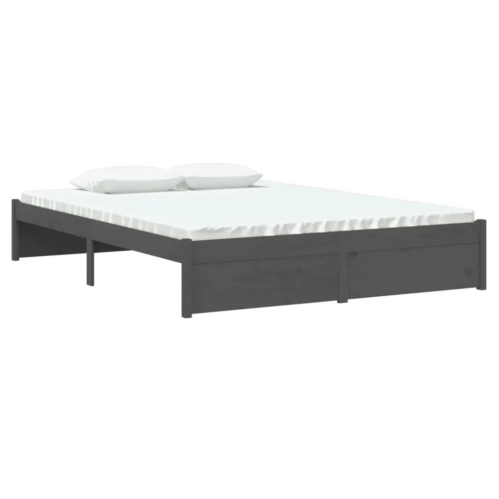 Giroletto-Struttura Letto Grigio in Legno Massello 135x190 cm Double 638874