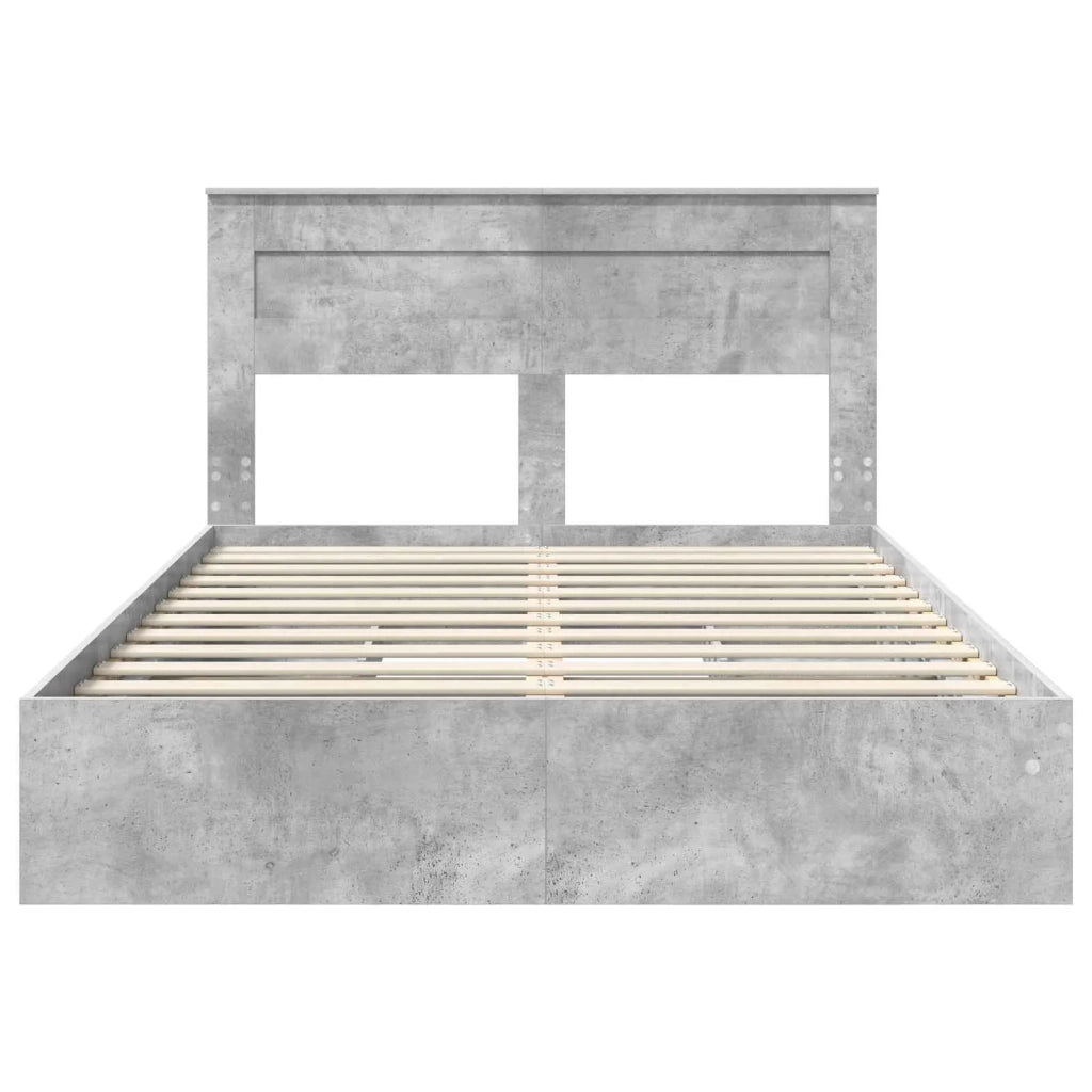 Letto con Contenitore con testiera Grigio cemento 150 x 200 cm