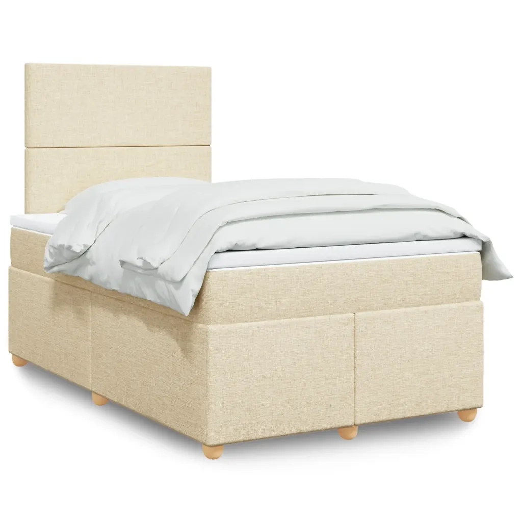vidaXL Giroletto a Molle con Materasso Crema 120x190 cm in Tessuto