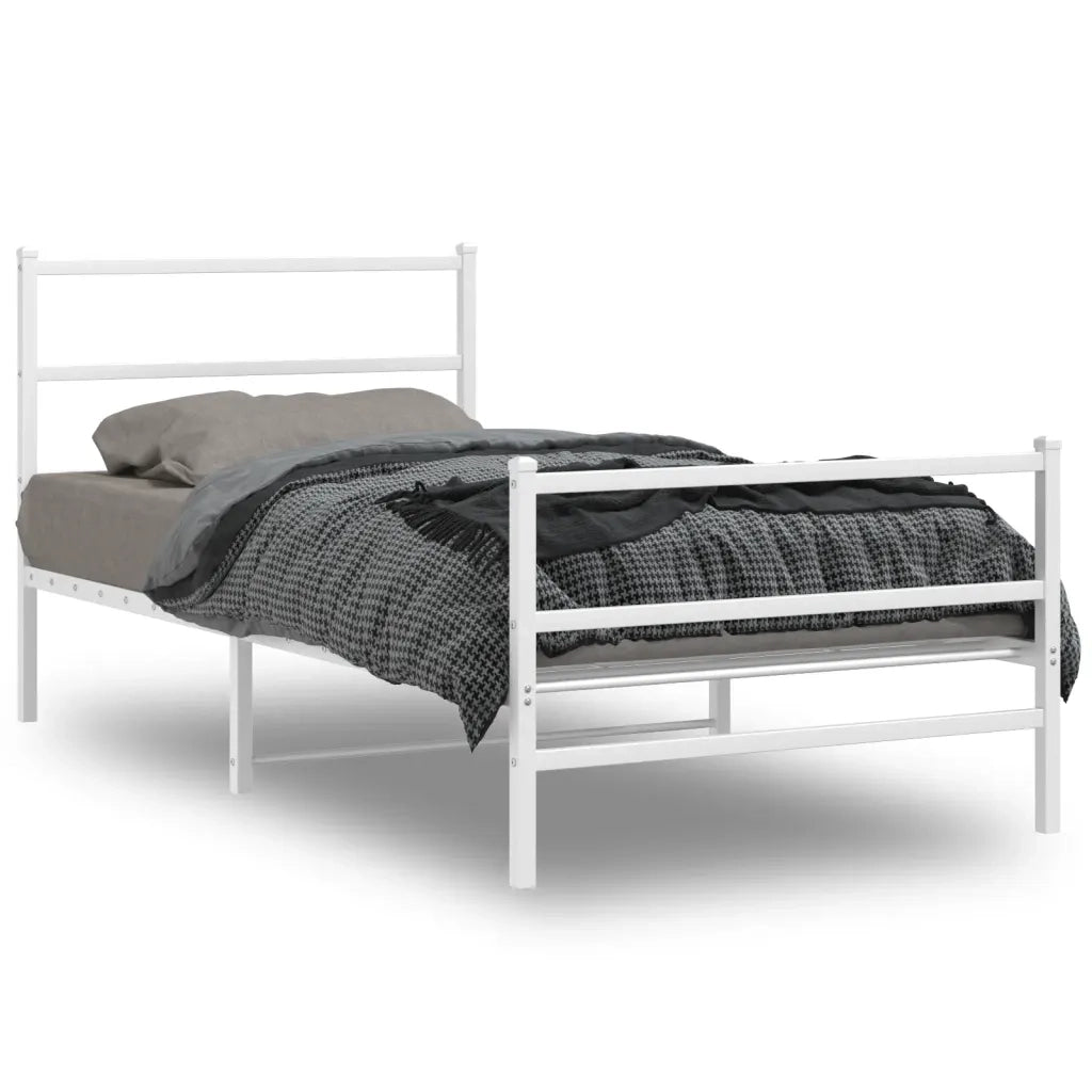 Giroletto con Testiera e Pediera Metallo Bianco 107x203 cm 355428