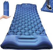 Matrimoniale Slaapmat Autoinflante con Cuscino - Ammorbidimento e Allungamento - Matrimoniale Portatile Ultraleggera per Campeggio - Matrimoniale Impermeabile Ripiegabile a Rotolo - Letto Esterno Matrimoniale - Blu