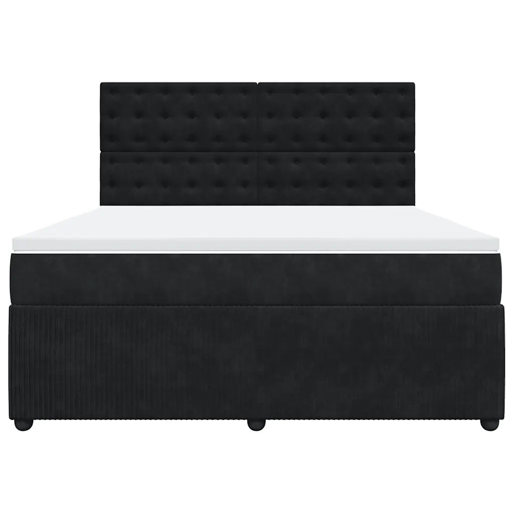Giroletto a Molle con Materasso Nero 180x200 cm in Velluto 3294720