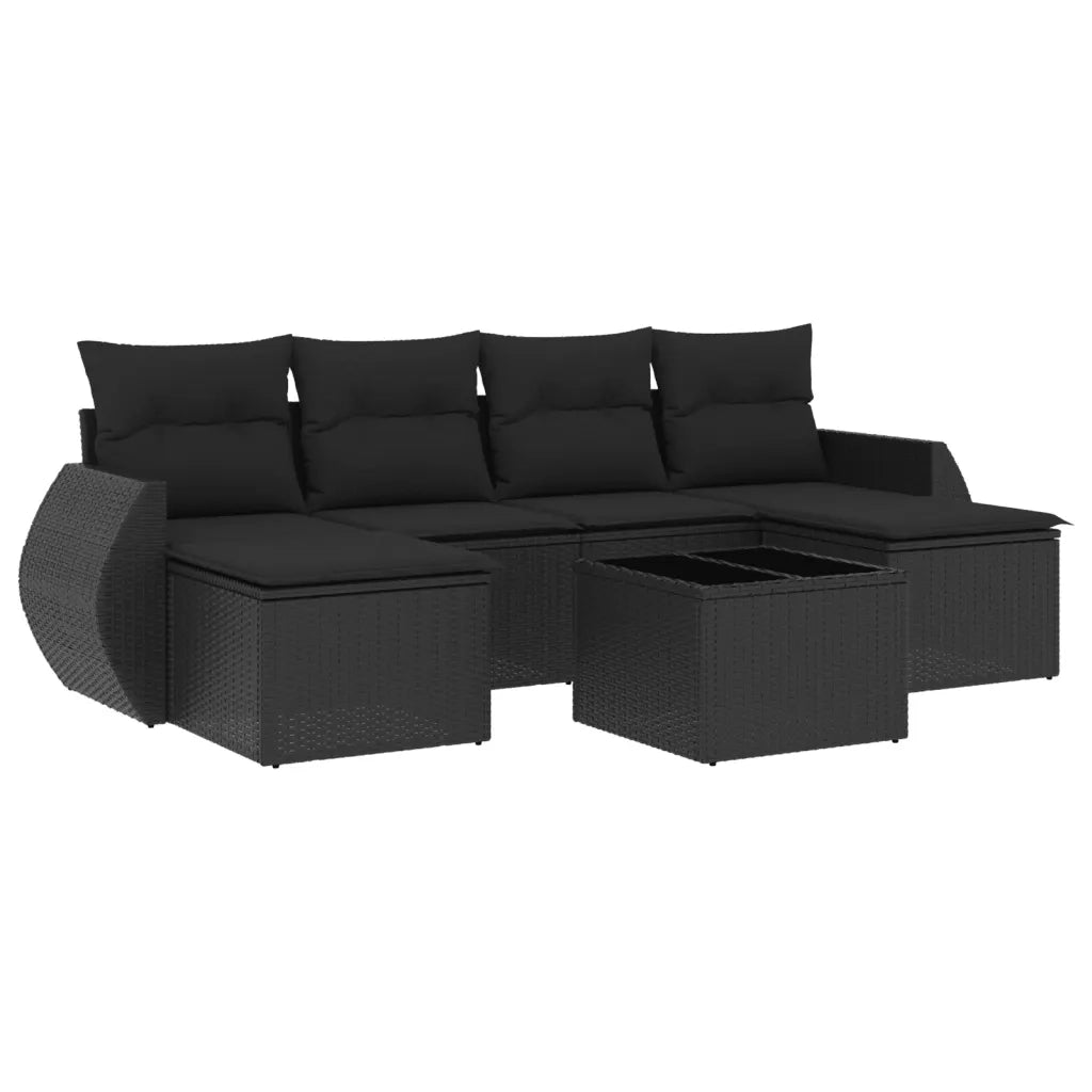 Set Divani da Giardino con Cuscini 7pz Nero Polyrattancod mxl 113010