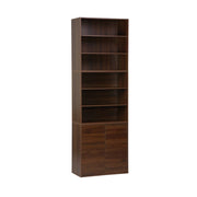 Libreria modulare con 2 ante e 5 livelli, noce
