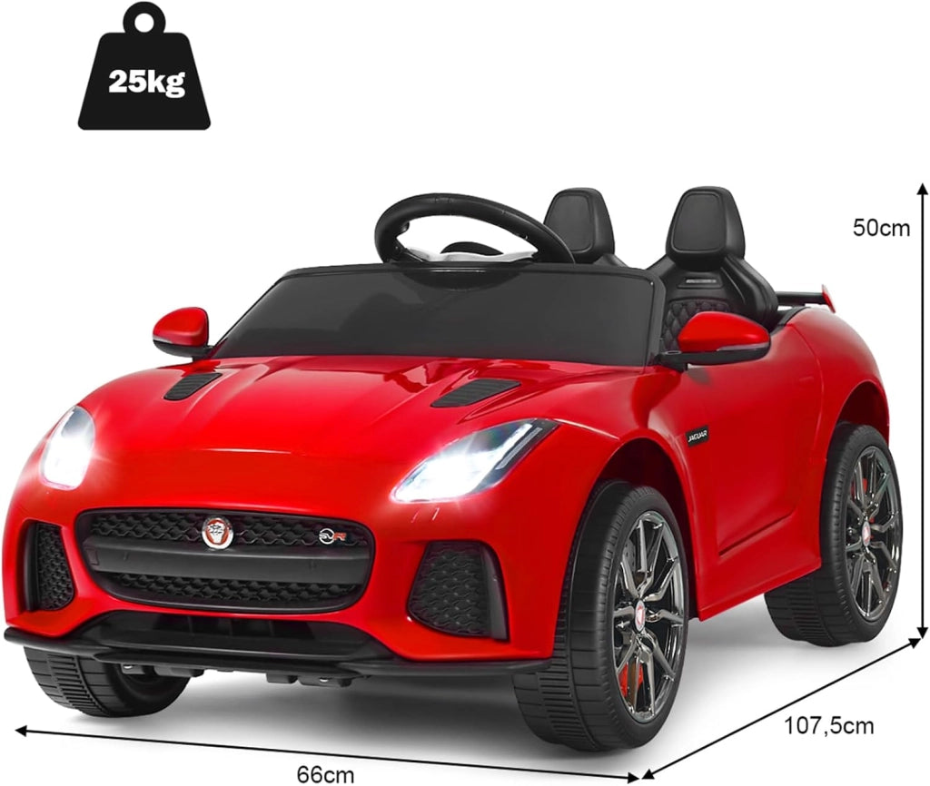 Jaguar Auto Elettrico 12 V per Bambini, Macchina Elettrica con Telecomando, con Luci Musica Storia, Avvio Lento, Velocità 3-5 km/h (Rosso)