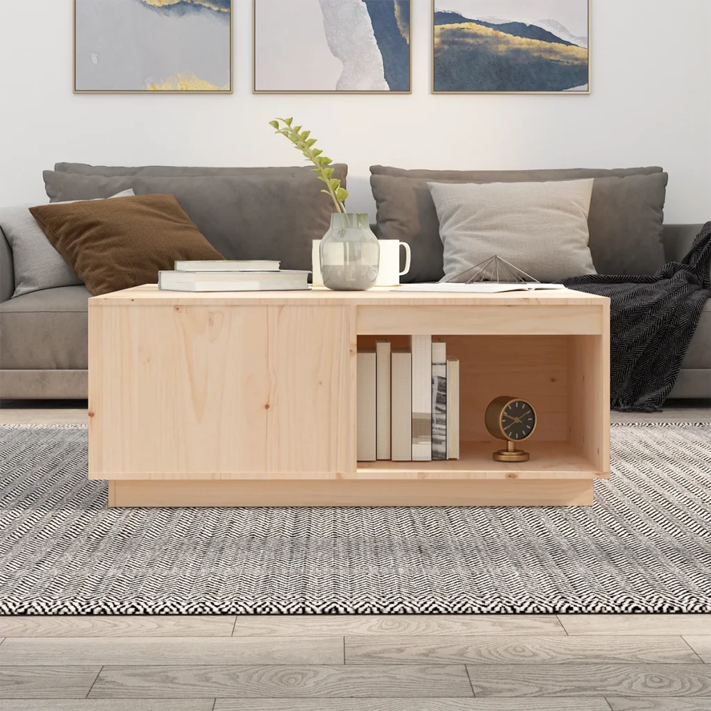 Tavolino da salotto | Tavolino da caff¨¨ | Tavolino da Soggiorno 100x101x40,5 cm in Legno Massello di Pino