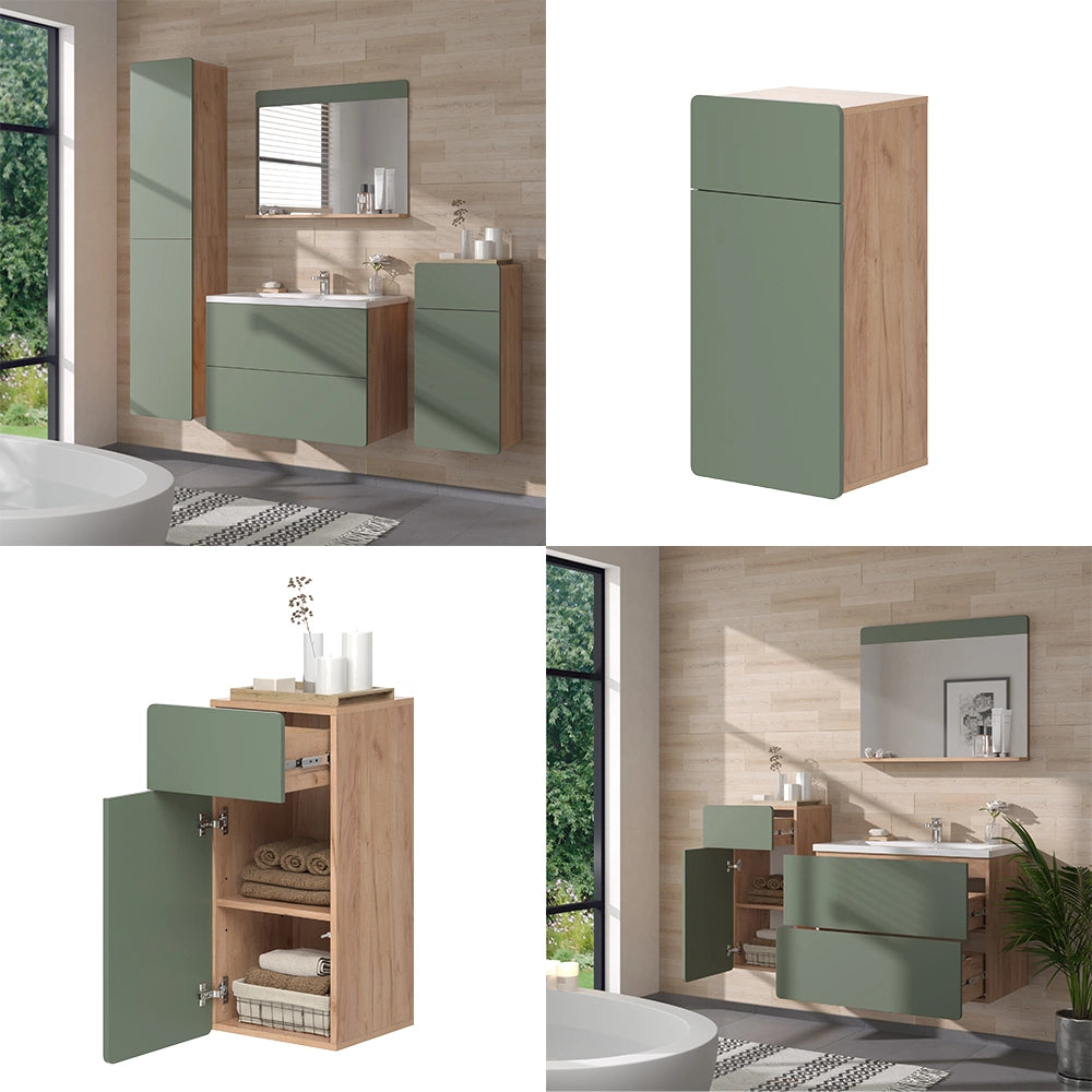 Vicco mobiletto bagno Goldkraft rovere/verde 36.6 x 76.6 cm con cassetto e anta