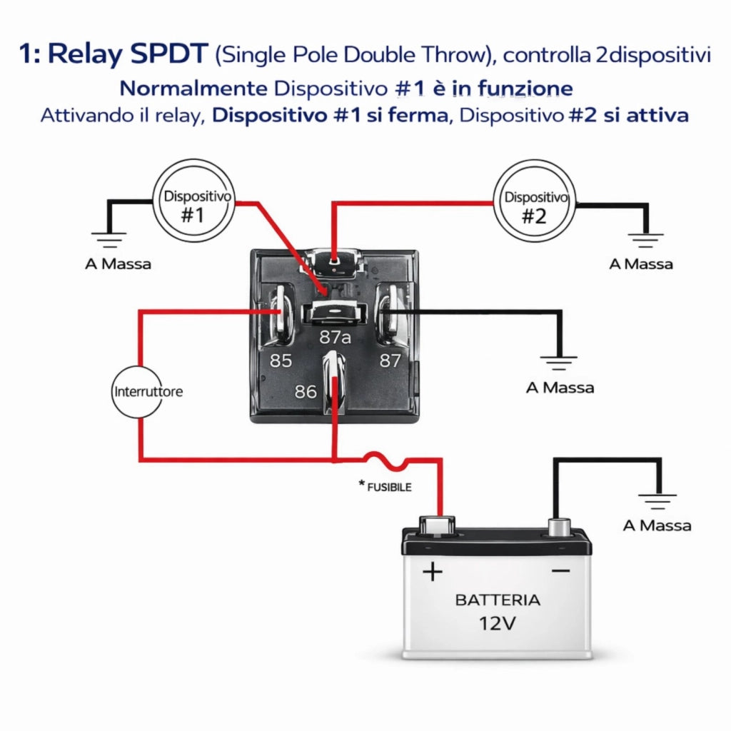 2 Relè Auto JD1914 12V 40A 5 Poli Universali con Staffa Impianti Elettrici