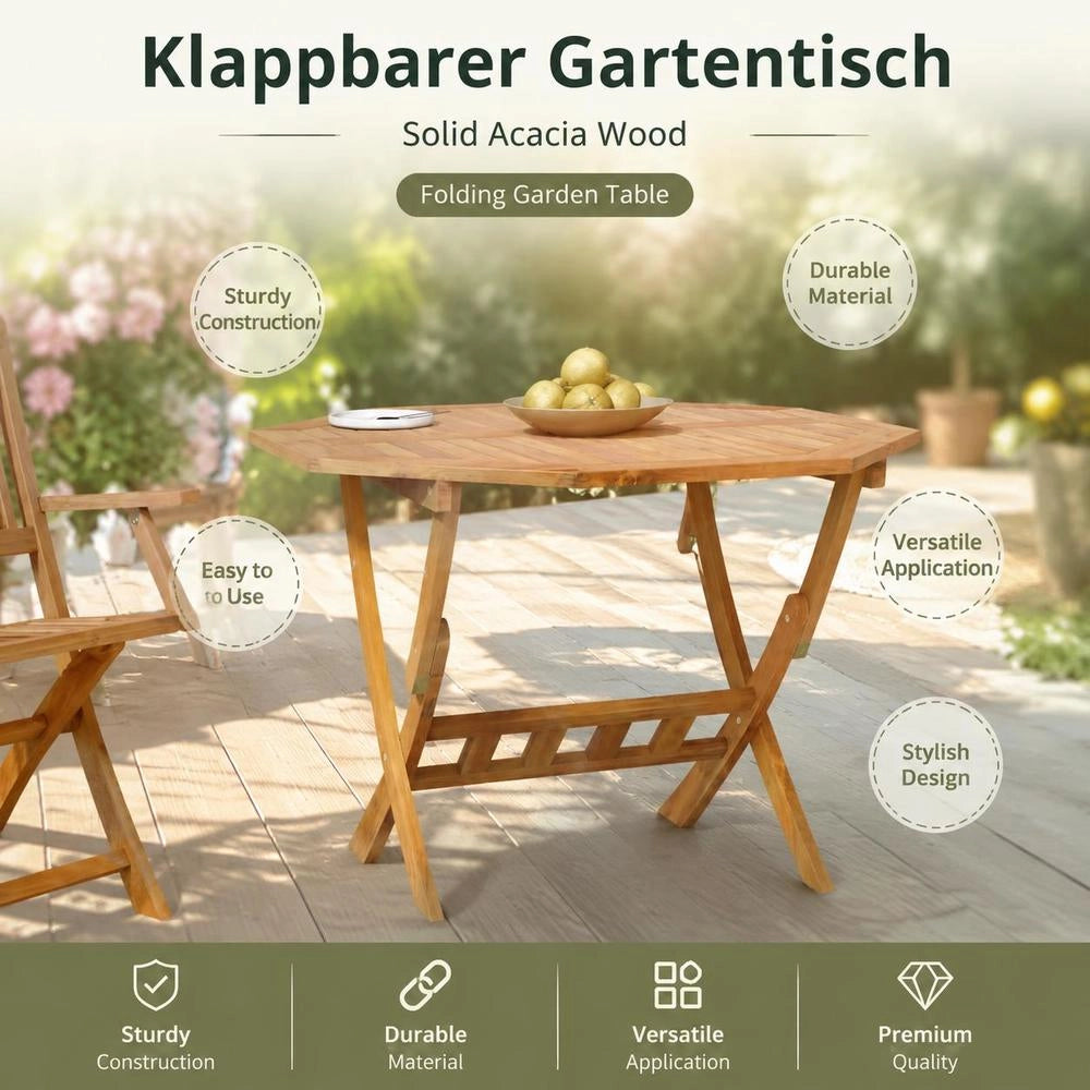 Folding Garden Table 90x75 Cm Solid Acacia Wood