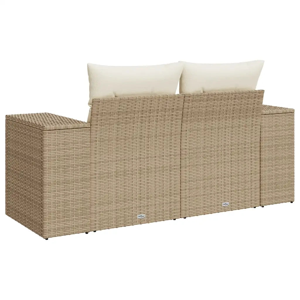 Divano da Giardino con Cuscini a 2 Posti-Sofa da Giardino-Divano da esterno Beige in Polyrattan 446392