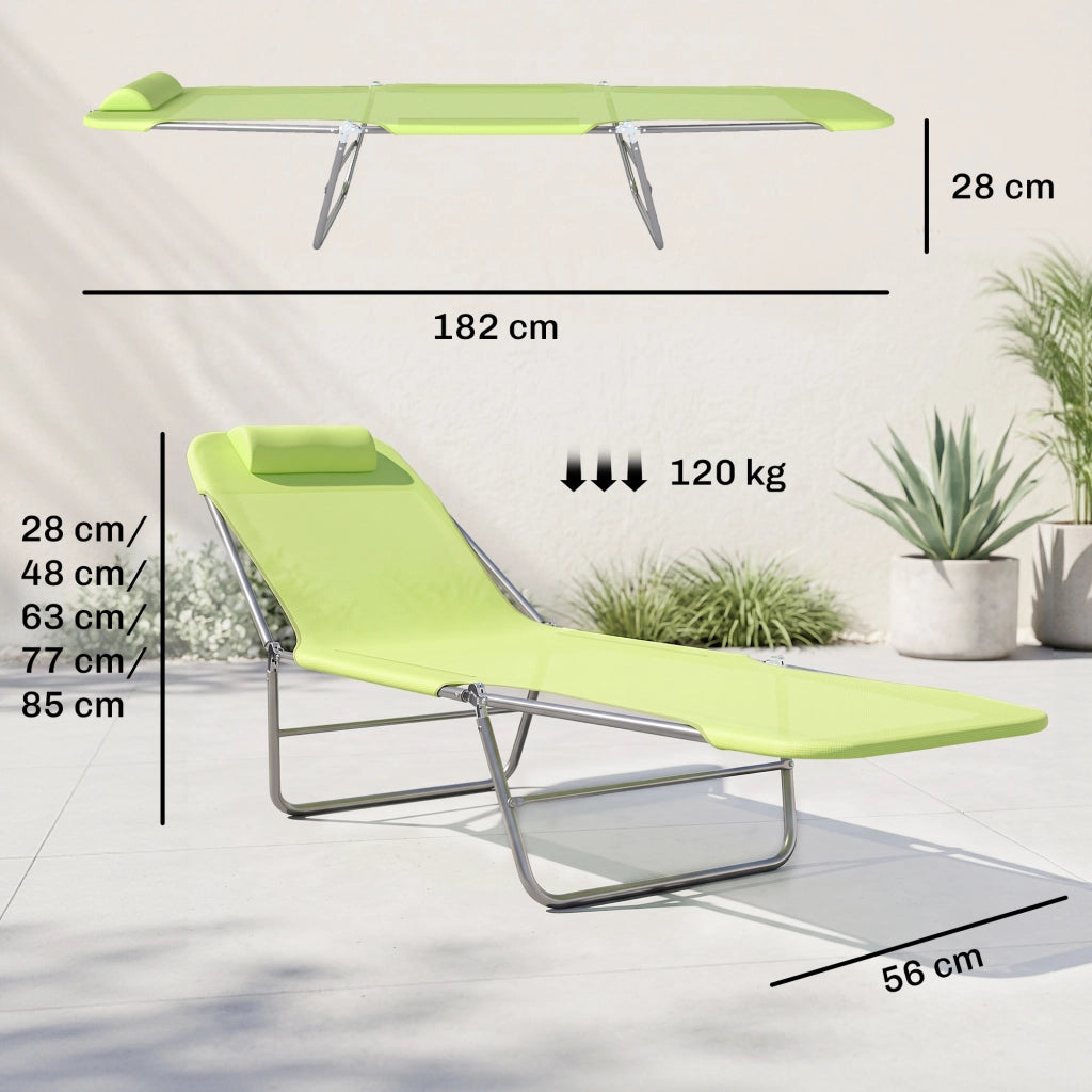 Sdraio pieghevole regolabile con cuscino ¨C zephmum ¨C Verde 120kg