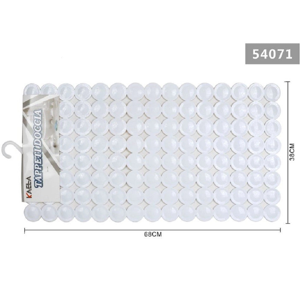 Trade Shop - Tappeto Antiscivolo Cerchi Bianco Vasca Doccia Rettangolare Bagno 38x68cm 54071 -