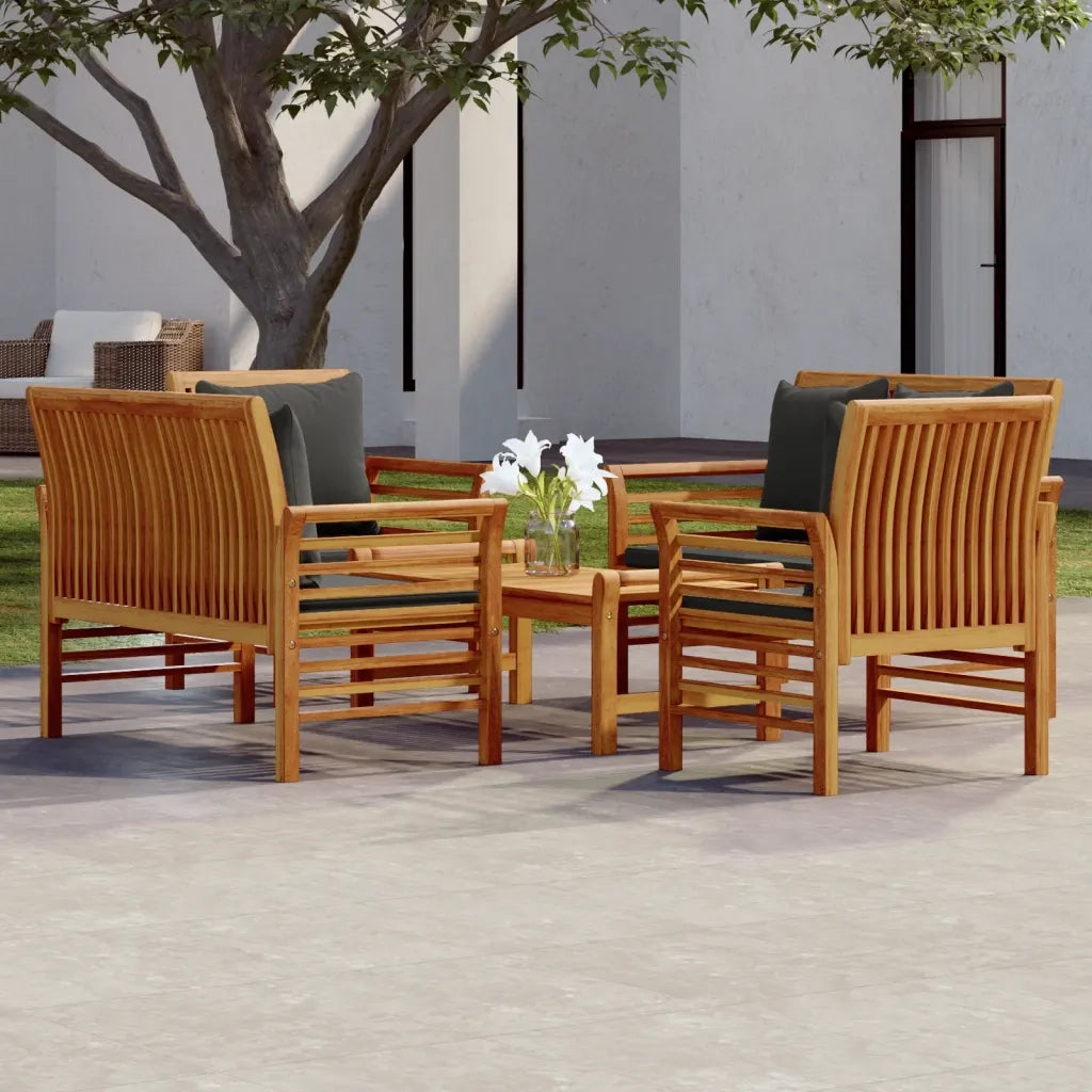 Set Salotto da Giardino 5 pz con Cuscini Legno Massello Acacia 3058100