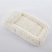 Poltrona relax pieghevole - con schienale regolabile - in pelliccia sintetica beige