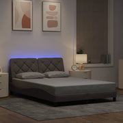 Giroletto con LED senza Materasso-Struttura Letto Tortora 140x200 cm in Tessuto