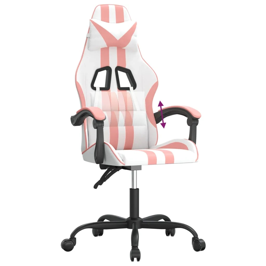Sedia da Gaming | Sedia da e-sports Bianco e Rosa in Similpelle