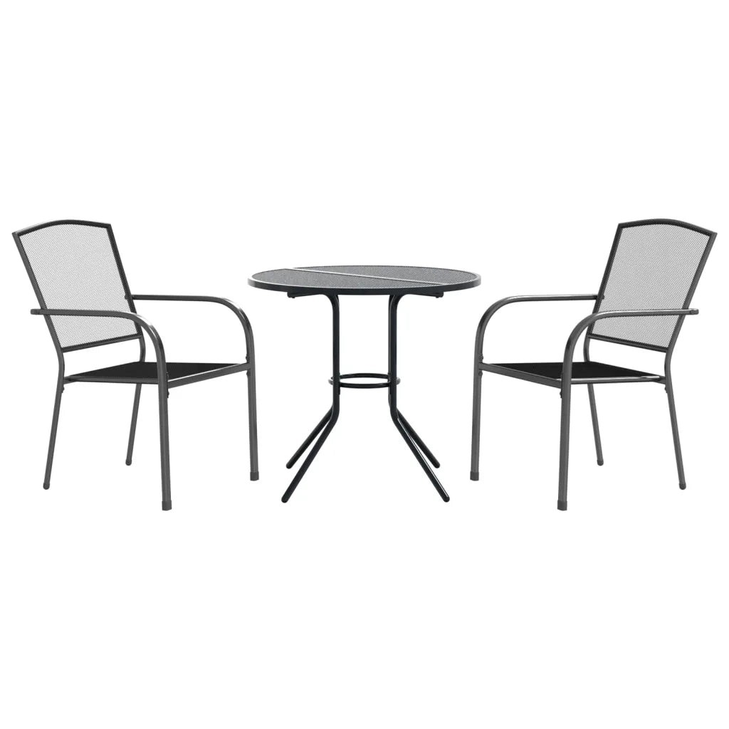 Sedie da Cucina Impilabili 3 pz-Sedia da Pranzo Antracite in Acciaio Verniciato 364990