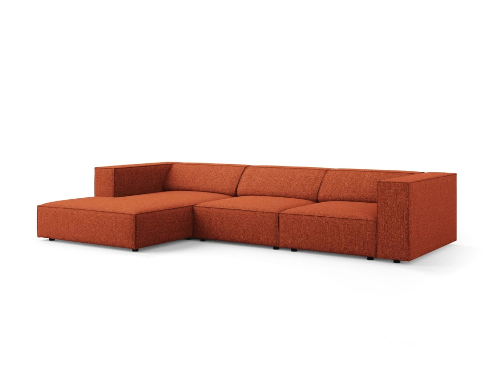 Cosmopolitan Design - Divano angolare sinistro "Arendal" 4 posti in ciniglia terracotta 