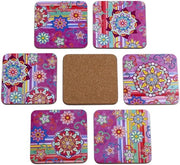 Set di 6 piedini per vasi, bicchieri, fiori o candele, con piede di gomma. Quadrato, 10 cm. (Mandala) editizione.
