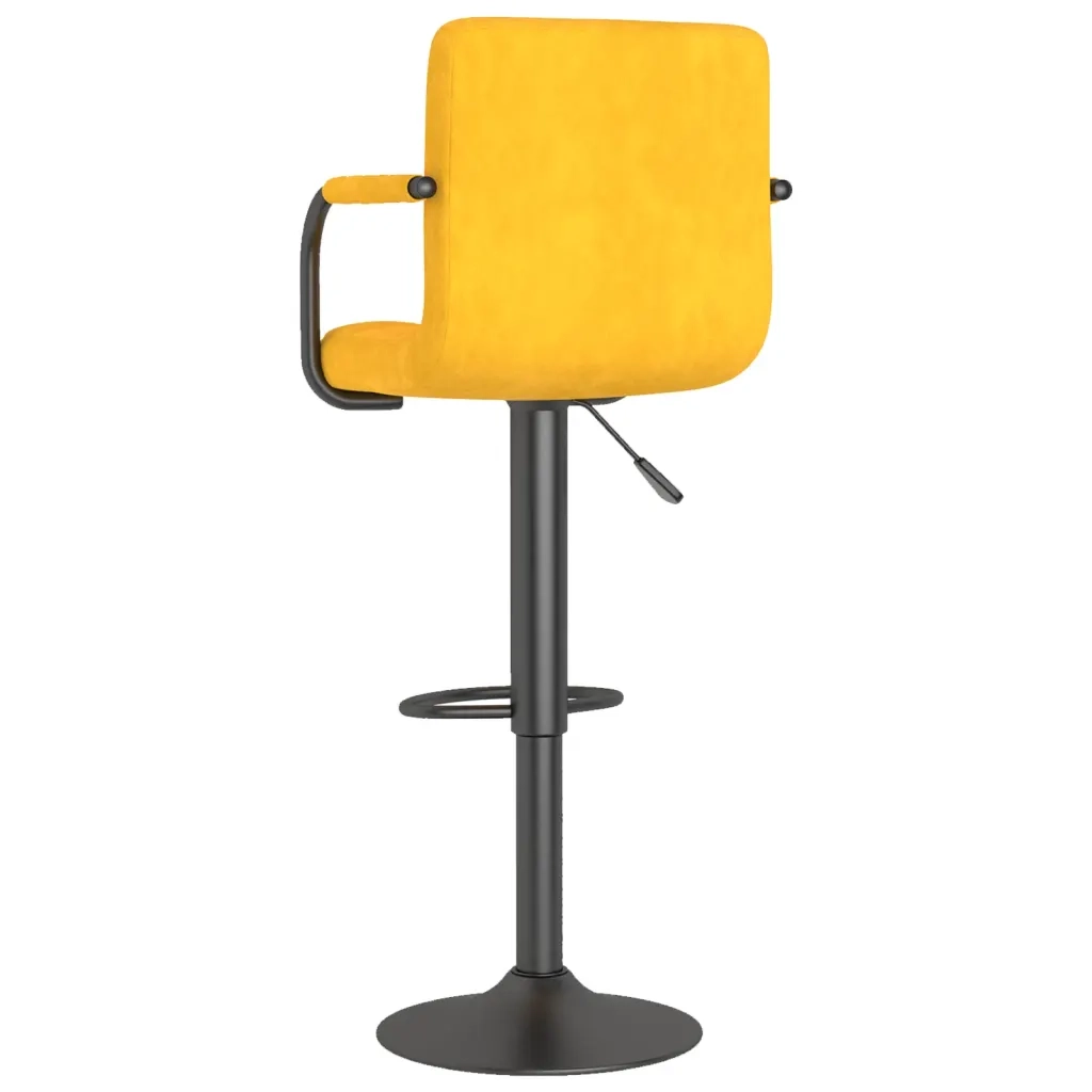 Sgabello da Bar Giallo Senape in Velluto