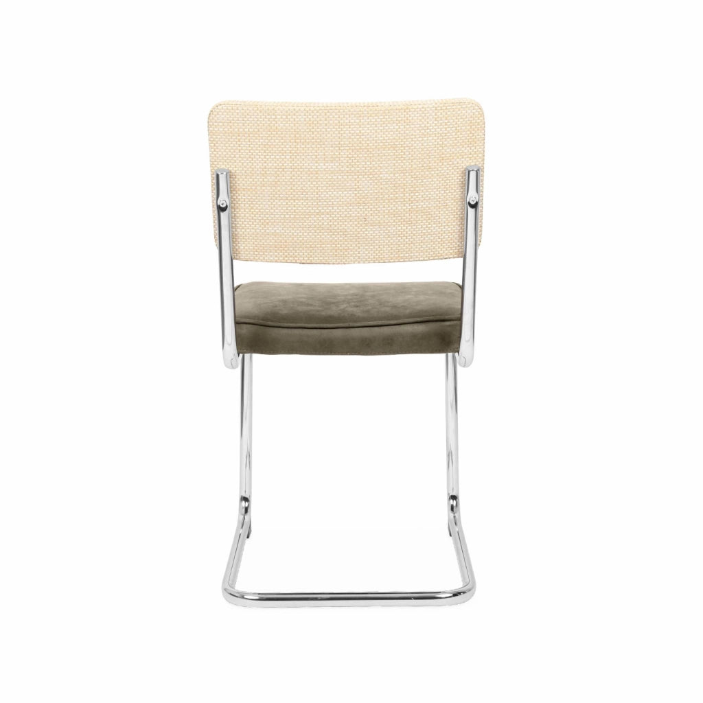 Set di 2 sedie a sbalzo, tessuto e rattan, talpa
