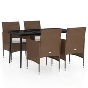Set di mobili da pranzo da giardino da 5 pezzi con cuscini marrone/nero 02_0014618