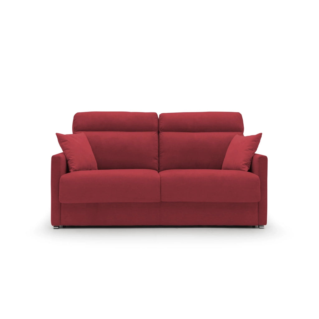 Margot Divano letto matrimoniale con schienale morbido alto in tessuto T02 156 cm (mat.120x197) rosso