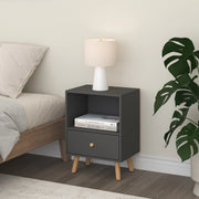 Comodino Sundsvall con Cassetto - Grigio Scuro [en.casa]