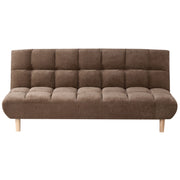 Divano letto marrone rivestito in tessuto con gambe in legno 2 posti schienale trapuntato seduta imbottita design moderno senza braccioli