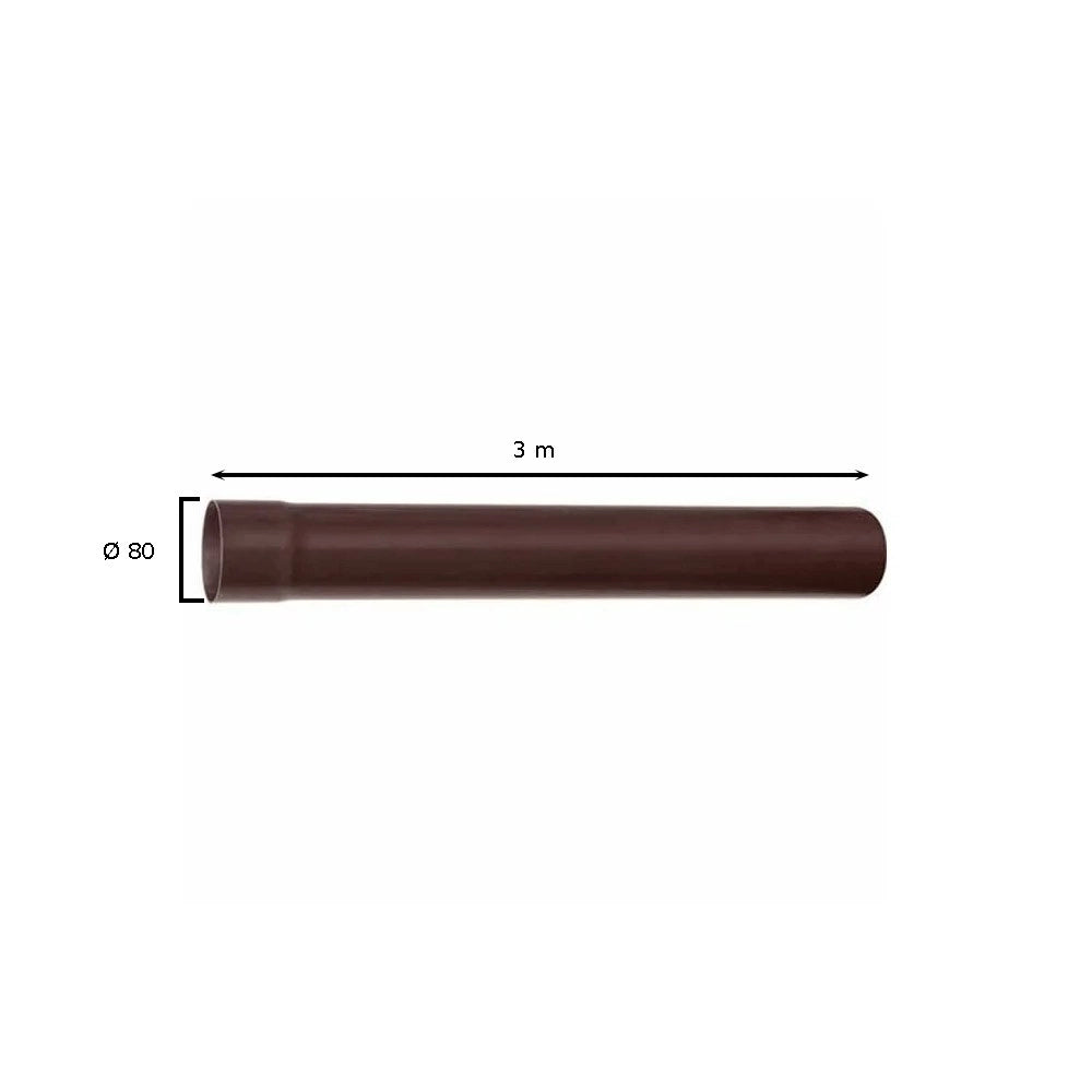 Tubo in pvc marrone/grigio tondo : Colore - Marrone, Diametro - 80 Tondo, Metri Lineari - 3 metri