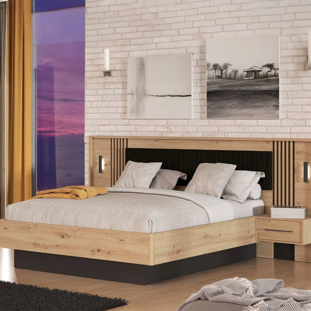 Letto Matrimoniale Casotto, Letto Matrimoniale Dimensione Materasso 160x200 cm, Marrone Rovere Nodi