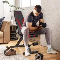 Panca inclinabile, con schienale regolabile in 6 posizioni, sedile regolabile in 4 posizioni, in metallo con imbottitura, Nero