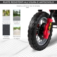 Moto Elettrica per Bambini 3-6 Anni in Plastica PP con Ruote di Supporto, Fari e Musica, 102x53x66 cm, Rosso e Nero