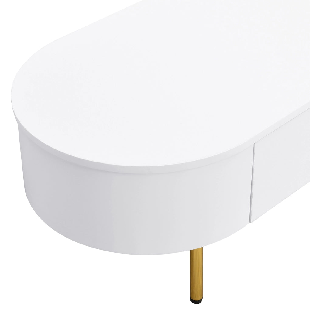 Tavolino da caffè bianco e oro 108 cm con 2 cassetti
