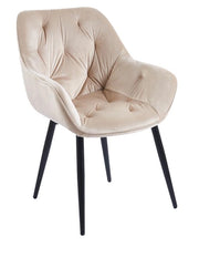 POLTRONA IN VELLUTO BEIGE CON PIEDI IN METALLO NERO MISURE: 59X65X85/44CM