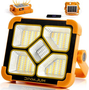 Proiettore LED da 60W per cantiere con batteria ricaricabile e pannello solare - 4 modalità di luce per campeggio lavoro garage officina