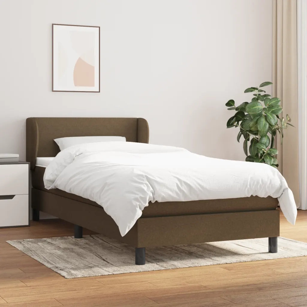 Giroletto a Molle con Materasso-Struttura Letto con Materasso Marrone Scuro 100x200cm Tessuto 948688