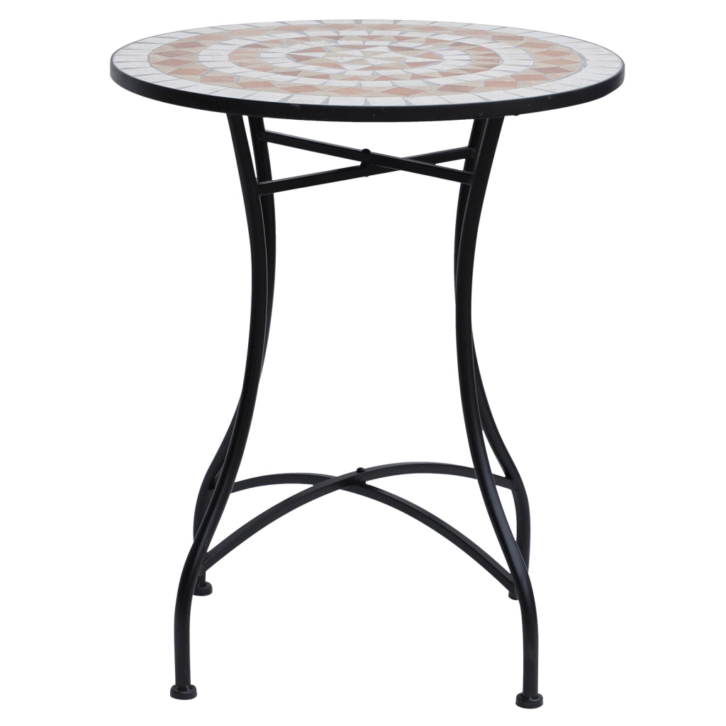 Tavolo da giardino rotondo mosaico ceramica ¨C Xylo ¨C ¦µ60x71cm grigio