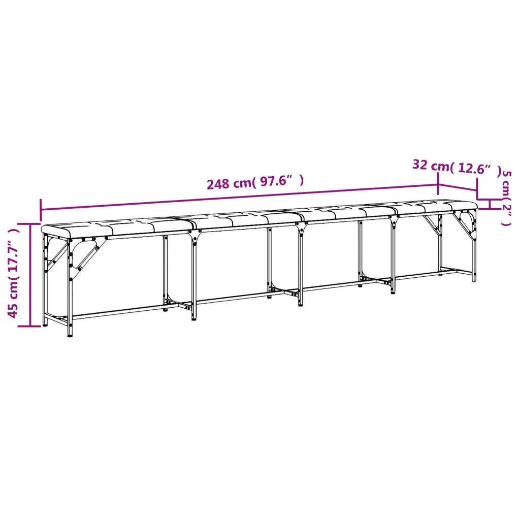 Panca da Pranzo Grigio Scuro 248x32x45 cm in Acciaio e Tessuto CFW5430036