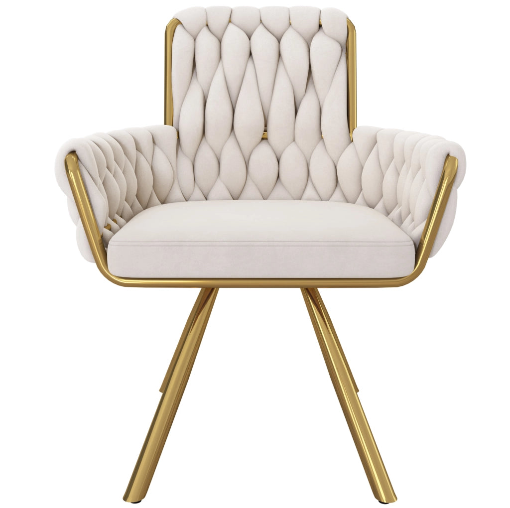 Set di 4 sedie da pranzo girevoli in velluto beige