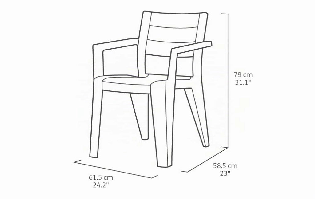 Sedia da Giardino in Resina Effetto Legno per Esterno e Interno Bianca